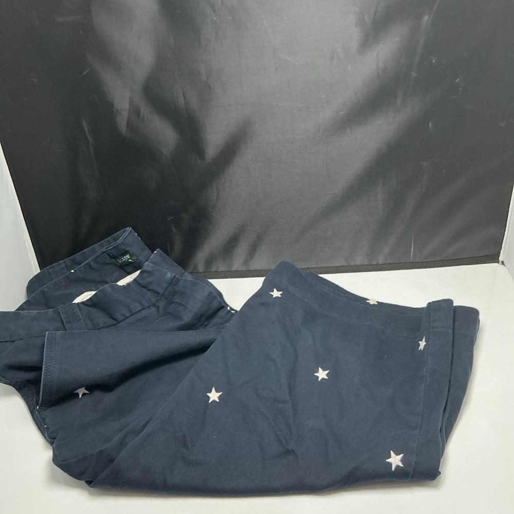 J Crew Women's Navy Blue W/White Stars Classic Twill Capris Sz. 12